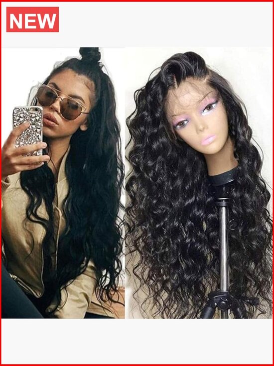 13x4 Deep Wave Lace Front Wig HD Synthetic Glueless Pre Plucked Natural Hairline main image 7